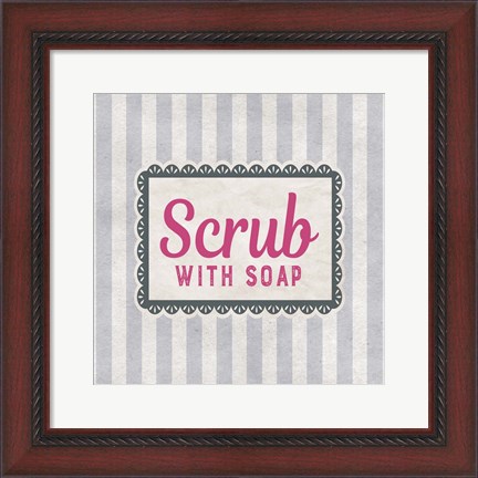Framed Scrub With Soap Gray Pattern Print