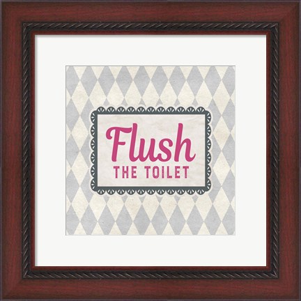 Framed Flush The Toilet Gray Pattern Print