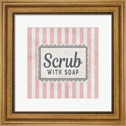 Framed Scrub With Soap Pink Pattern Print