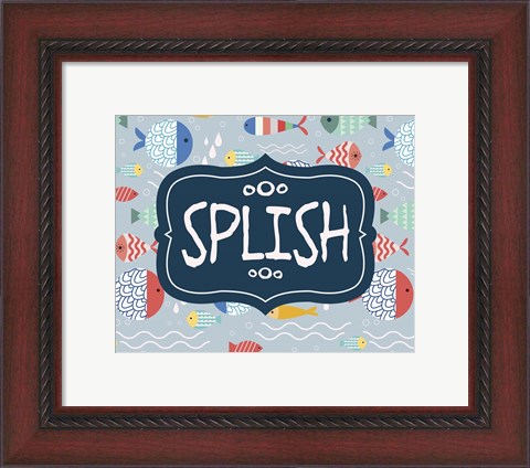 Framed Splish and Splash Fish Pattern Blue Part I Print