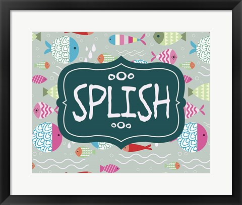 Framed Splish and Splash Fish Pattern Green Part I Print