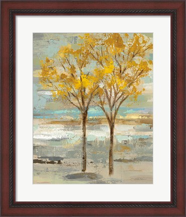 Framed Golden Tree and Fog II Print