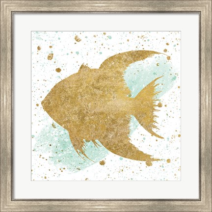 Framed Silver Sea Life Aqua Fish Print