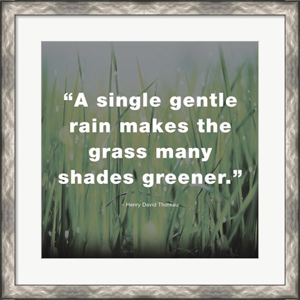 Framed Single Gentle Rain - Henry Thoreau Quote (Dark) Print