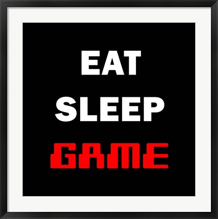 Framed Eat Sleep Game - Black Print