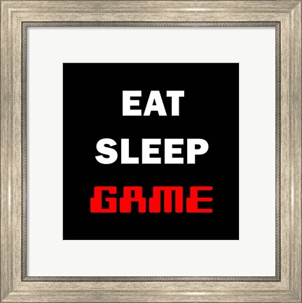 Framed Eat Sleep Game - Black Print
