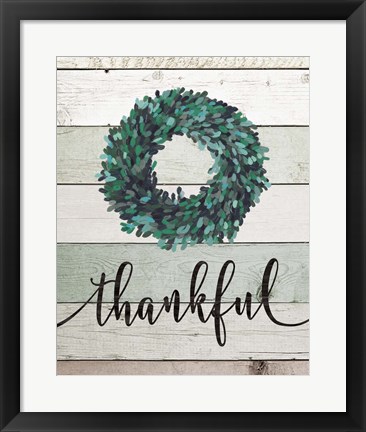 Framed Thankful Wreath II Print