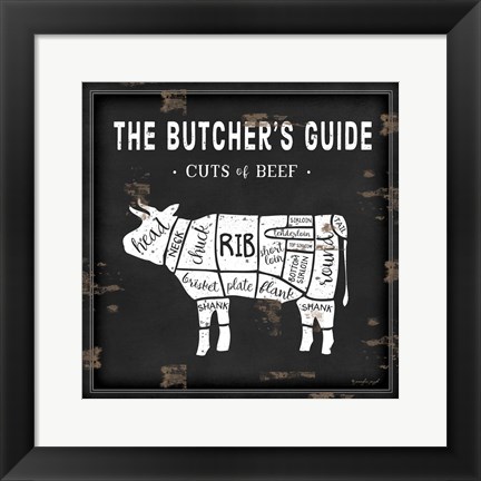 Framed Butcher&#39;s Guide Cow Print