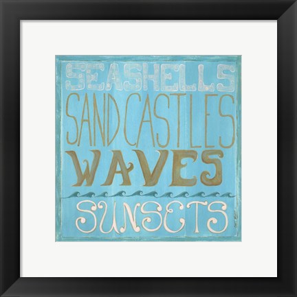 Framed Seashells &amp; Sand Castles Print