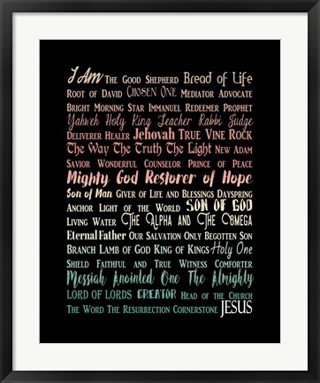 Framed Names of Jesus Rectangle Orange Ombre Text Print