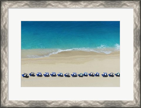 Framed Row of Beach Umbrellas Print