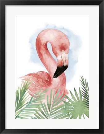 Framed Watercolor Flamingo Composition I Print