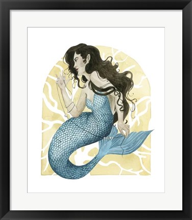 Framed Deco Mermaid III Print