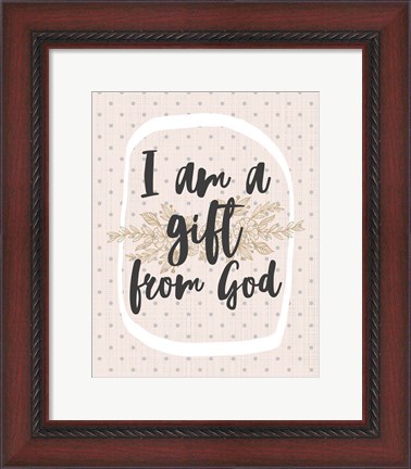 Framed I am a Gift from God Dot Pattern Print