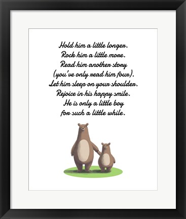 Framed Hold Him A Little Longer Bear And Cub White Print