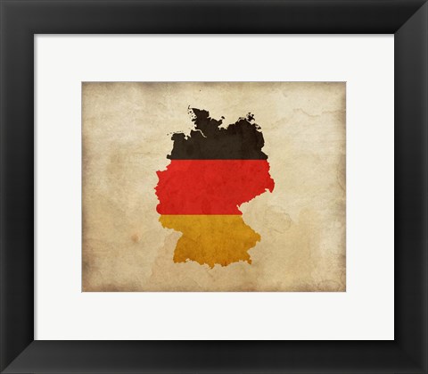 Framed Map with Flag Overlay Germany Print