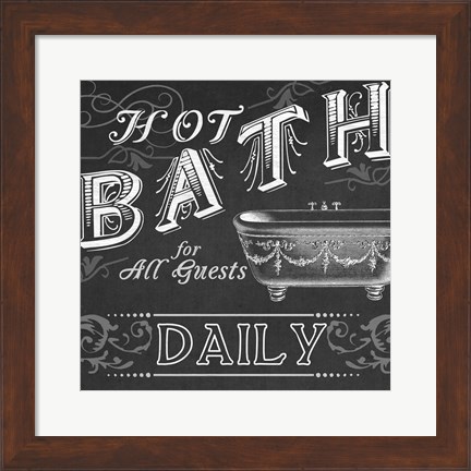 Framed Chalkboard Bath Signs II Print