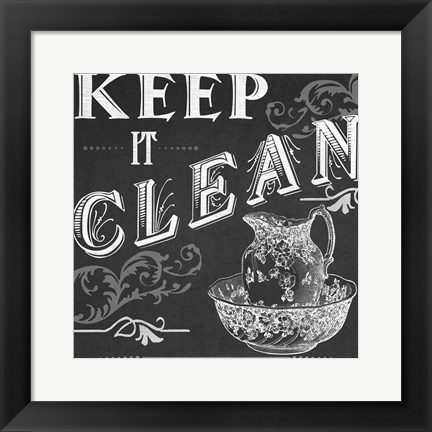 Framed Chalkboard Bath Signs IV Print