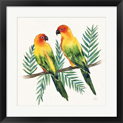 Framed Tropical Fun Bird III Leaves Print