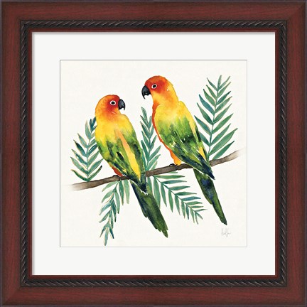 Framed Tropical Fun Bird III Leaves Print