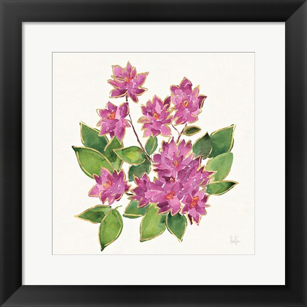 Framed Tropical Fun Flowers IV with Gold Print