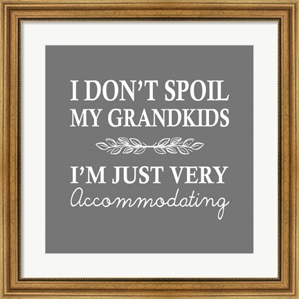 Framed I Don&#39;t Spoil My Grandkids Leaf Design Gray Print