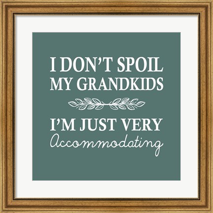 Framed I Don&#39;t Spoil My Grandkids Leaf Design Teal Print