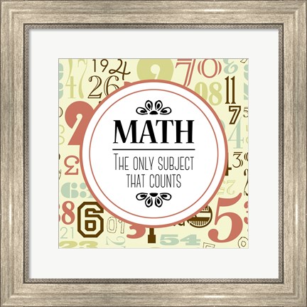 Framed Math The Only Subject That Counts Red Print