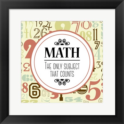 Framed Math The Only Subject That Counts Red Print