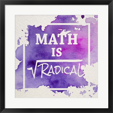 Framed Math Is Radical Watercolor Splash Purple Print
