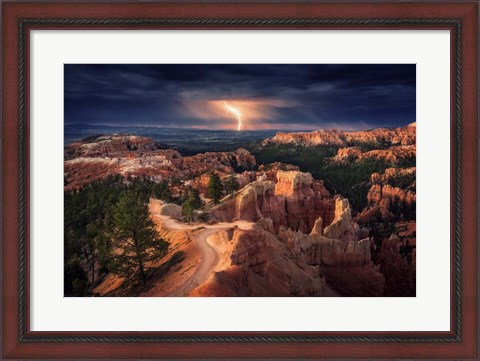 Framed Lightning Over Bryce Canyon Print