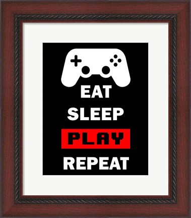Framed Eat Sleep Game Repeat  - Black and Red Print
