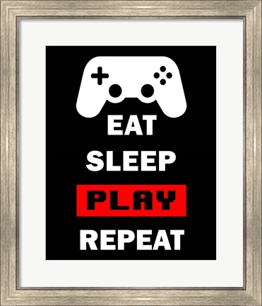 Framed Eat Sleep Game Repeat  - Black and Red Print