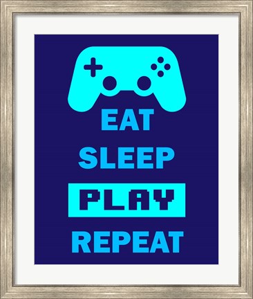 Framed Eat Sleep Game Repeat  - Blue Print