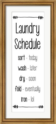 Framed Laundry Schedule  - White Print