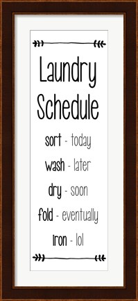 Framed Laundry Schedule  - White Print