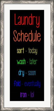 Framed Laundry Schedule  - Rainbow Print