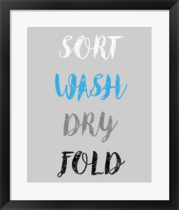 Framed Sort Wash Dry Fold  - Gray and Blue Print