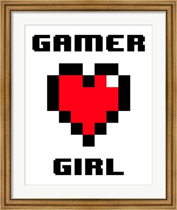 Framed Gamer Girl  - White Print