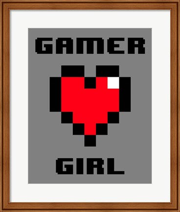 Framed Gamer Girl  - Gray Print