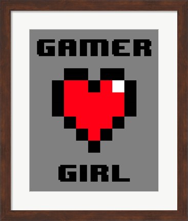 Framed Gamer Girl  - Gray Print