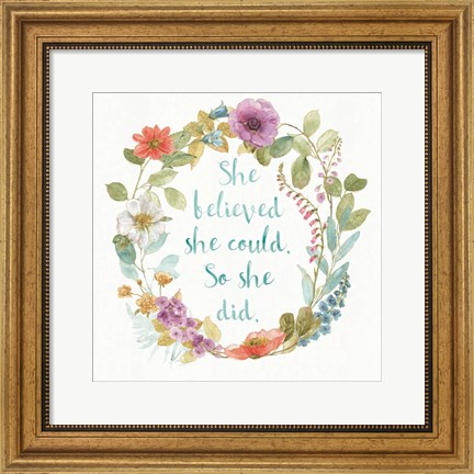 Framed Rainbow Seeds Wreath I Print