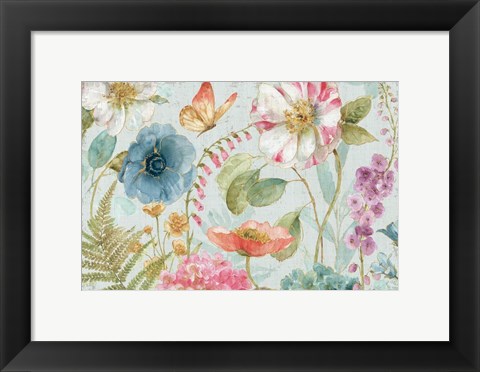 Framed Rainbow Seeds Flowers I Gray Print