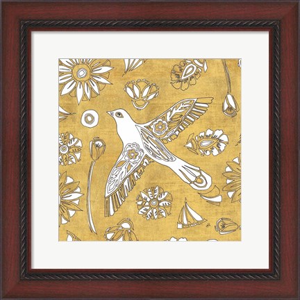Framed Color my World Nordic Woodcut I Gold Print