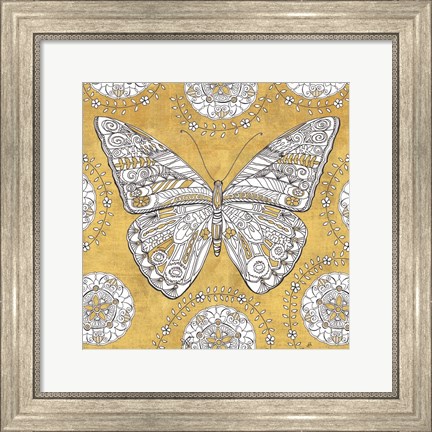 Framed Color my World Butterfly I Gold Print