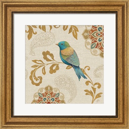 Framed Bird Rainbow Blue and Yellow Print