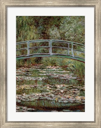 Framed Waterlily Pond, Japanese Bridge Print