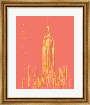 Framed New York on Coral Print