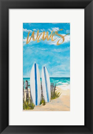 Framed Waves and Surf Print