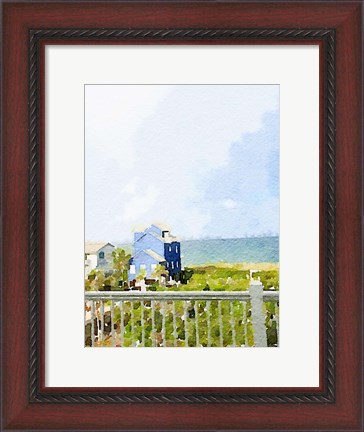 Framed Watercolor Coastal Cottage Print